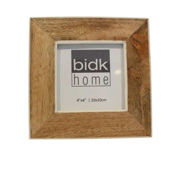 BIDK Home Other - BIDK Home Wood Square Picture Frame Brown White Holds 4"x4" Photo (Total 6"x6")